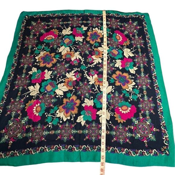 Vintage Symphony Scarf, Kaleidoscope floral design Italian Rayon Square Scarf - Picture 6 of 9